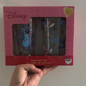 Disney Stitch & Angel Character Glassware Set - Blue Pink